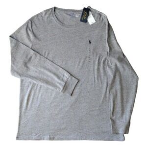 Polo‎ Ralph Lauren T-Shirt Men XXL Gray Crew Neck Long Sleeve Embroidered Pony
